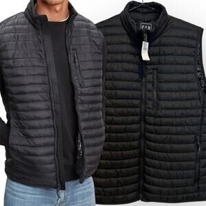 GAP Puffer Vest Lightweight Packable Water Resistant in Black Size L
